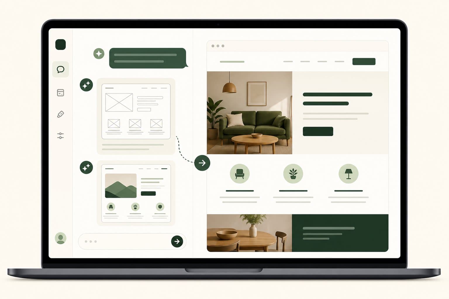 AI website builder creating a business site